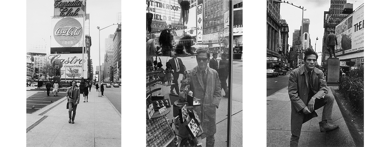 Three vintage images of Pasolini in New York City.